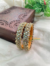 White Silk Thread Kada Kundan Bangle -Diced Flower -G8559